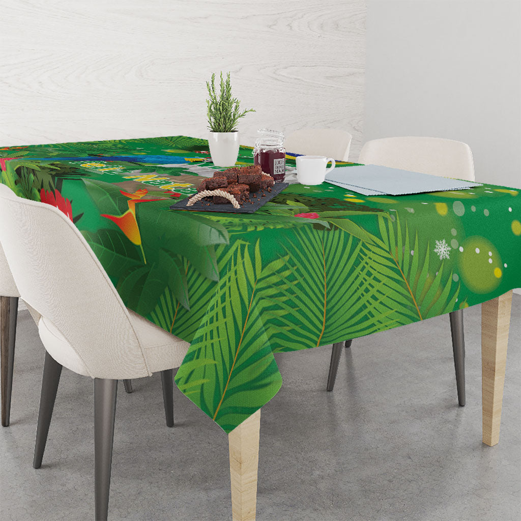 Christmas In July Brazil Tablecloth Feliz Natal Blue Macaw Santa Tropical Vibes