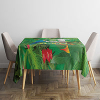 Christmas In July Brazil Tablecloth Feliz Natal Blue Macaw Santa Tropical Vibes