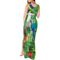 Christmas In July Brazil Tank Maxi Dress Feliz Natal Blue Macaw Santa Tropical Vibes