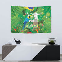 Christmas In July Brazil Tapestry Feliz Natal Blue Macaw Santa Tropical Vibes