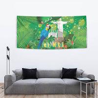 Christmas In July Brazil Tapestry Feliz Natal Blue Macaw Santa Tropical Vibes