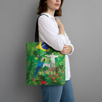 Christmas In July Brazil Tote Bag Feliz Natal Blue Macaw Santa Tropical Vibes