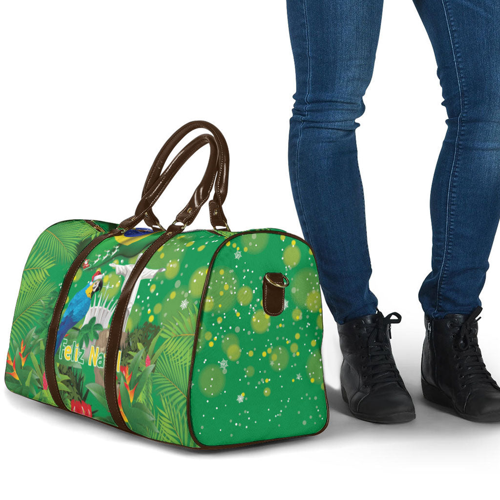Christmas In July Brazil Travel Bag Feliz Natal Blue Macaw Santa Tropical Vibes