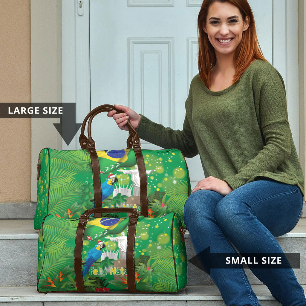 Christmas In July Brazil Travel Bag Feliz Natal Blue Macaw Santa Tropical Vibes