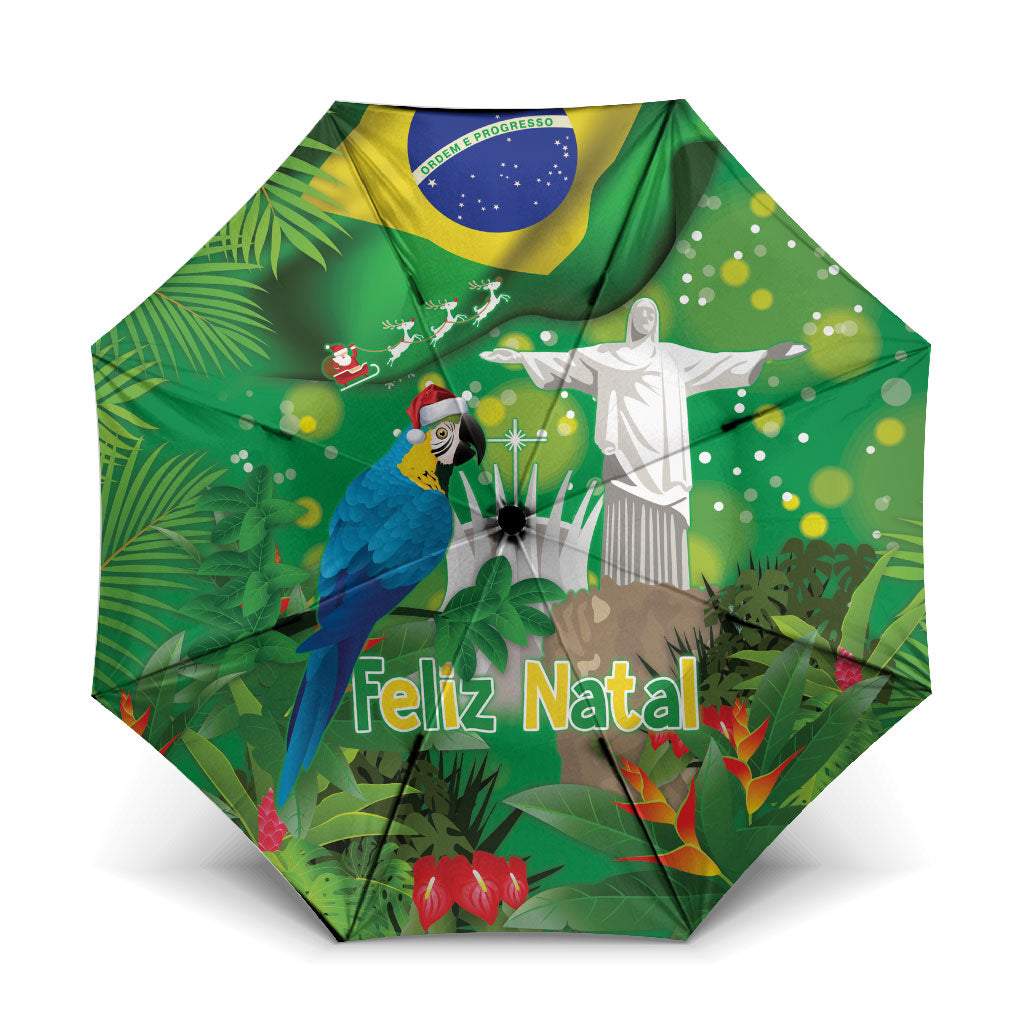 Christmas In July Brazil Umbrella Feliz Natal Blue Macaw Santa Tropical Vibes