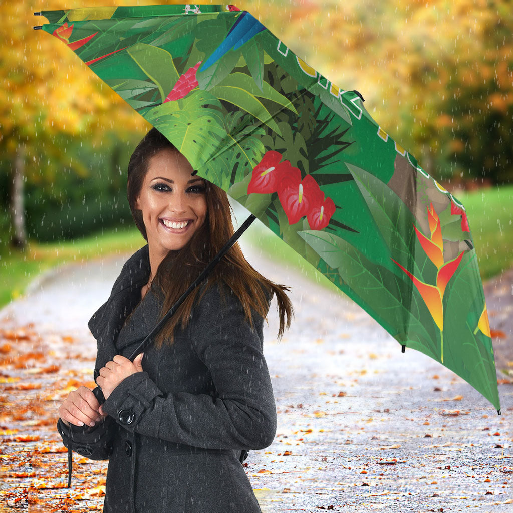 Christmas In July Brazil Umbrella Feliz Natal Blue Macaw Santa Tropical Vibes
