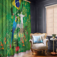 Christmas In July Brazil Window Curtain Feliz Natal Blue Macaw Santa Tropical Vibes