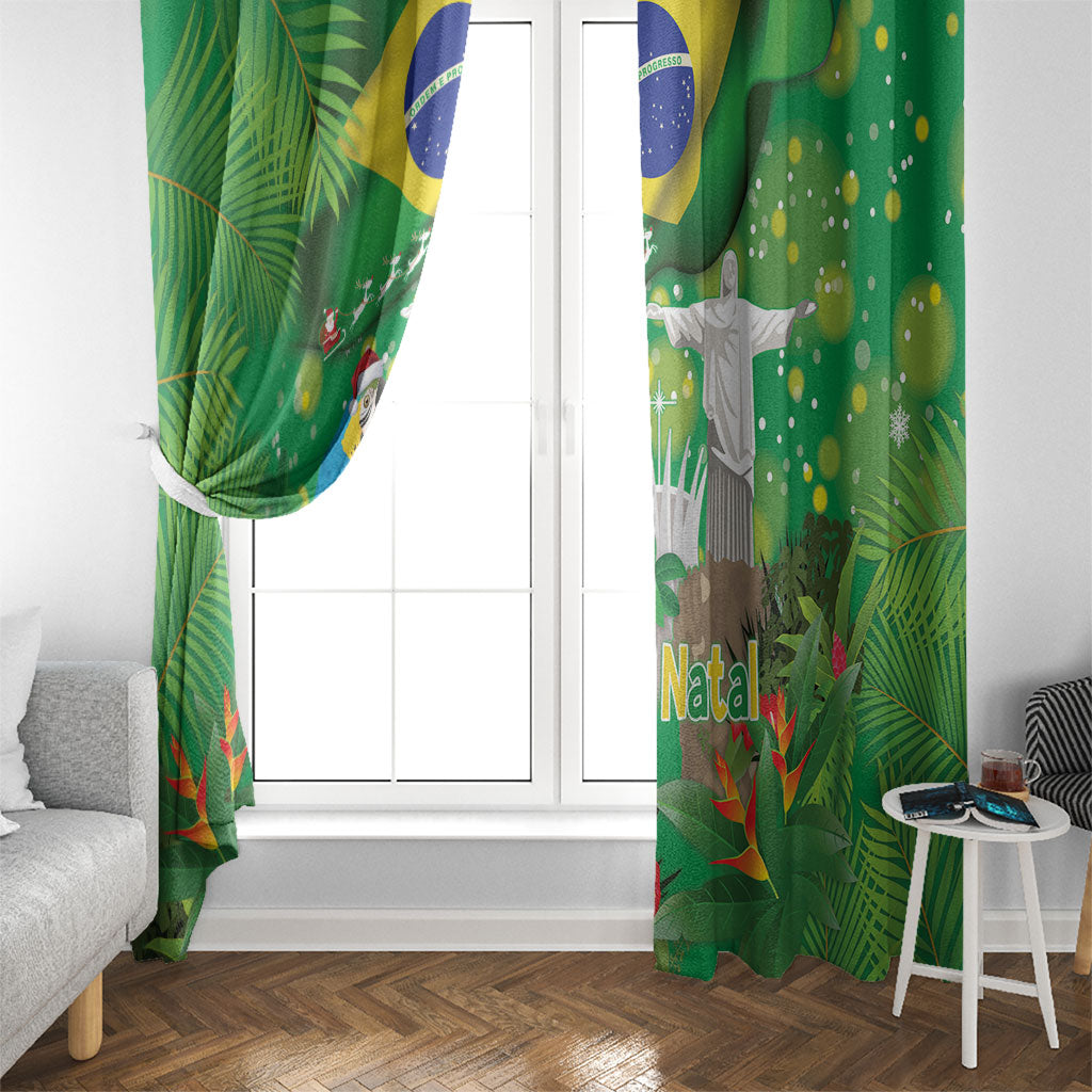 Christmas In July Brazil Window Curtain Feliz Natal Blue Macaw Santa Tropical Vibes