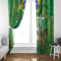 Christmas In July Brazil Window Curtain Feliz Natal Blue Macaw Santa Tropical Vibes