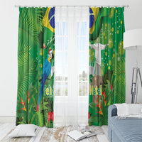 Christmas In July Brazil Window Curtain Feliz Natal Blue Macaw Santa Tropical Vibes