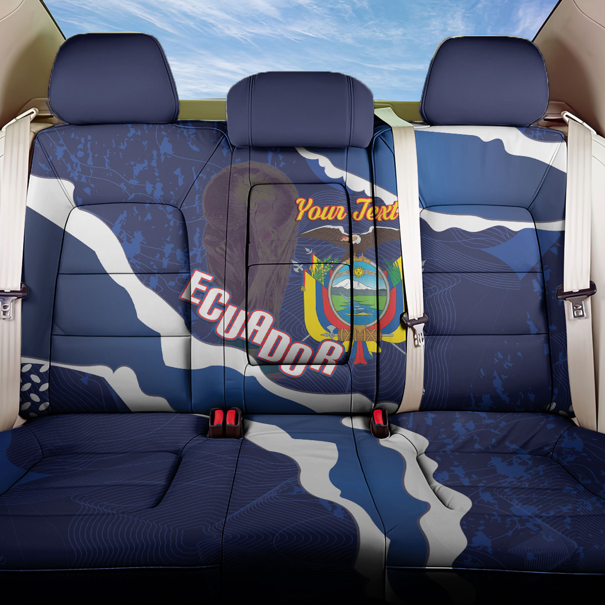 Custom Ecuador 2026 Football Back Car Seat Cover Come On La Tri Grunge Style