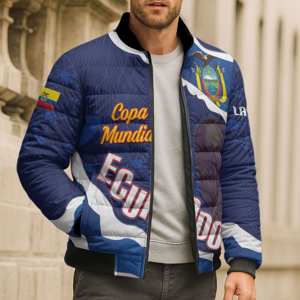 Custom Ecuador 2026 Football Bomber Puffer Jacket Come On La Tri Grunge Style