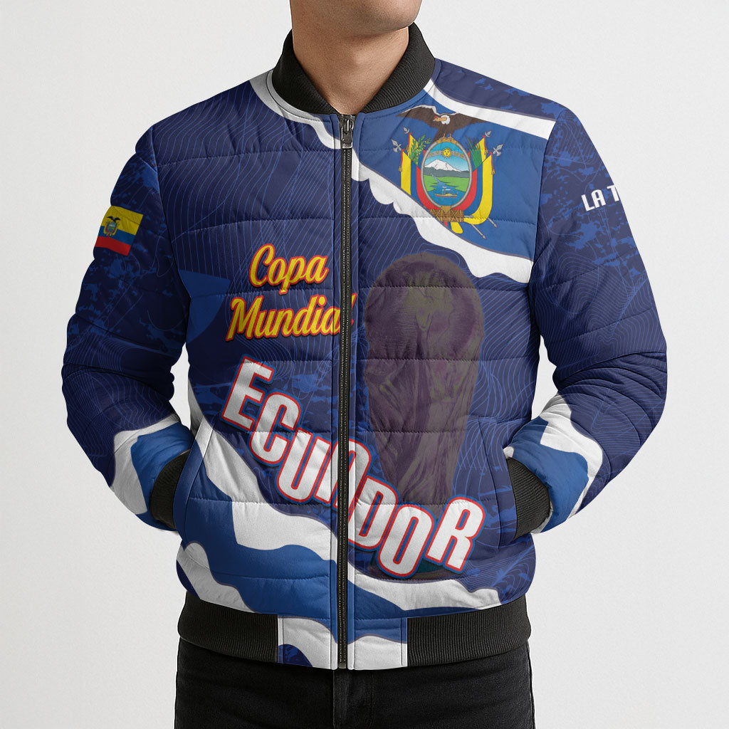 Custom Ecuador 2026 Football Bomber Puffer Jacket Come On La Tri Grunge Style