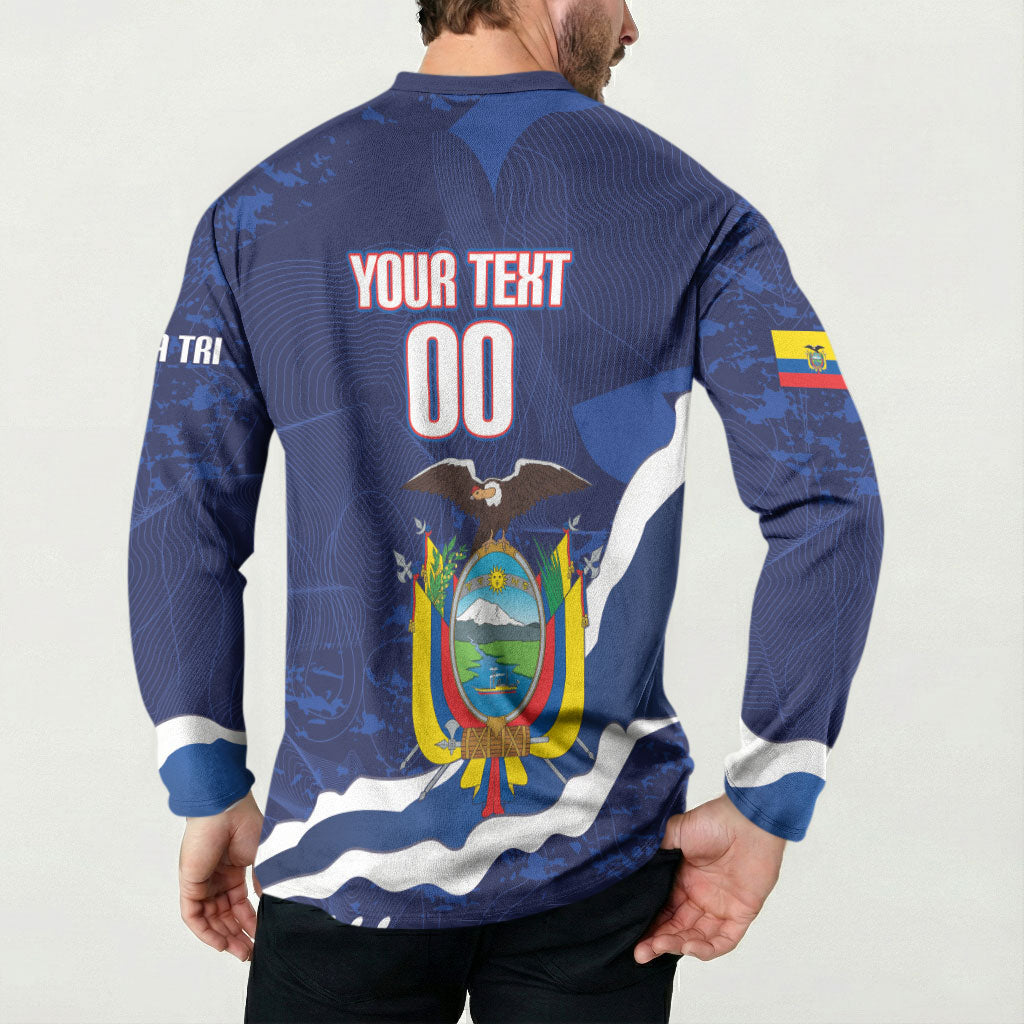 Custom Ecuador 2026 Football Button Sweatshirt Come On La Tri Grunge Style