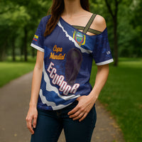Custom Ecuador 2026 Football Cross Shoulder Shirt Come On La Tri Grunge Style