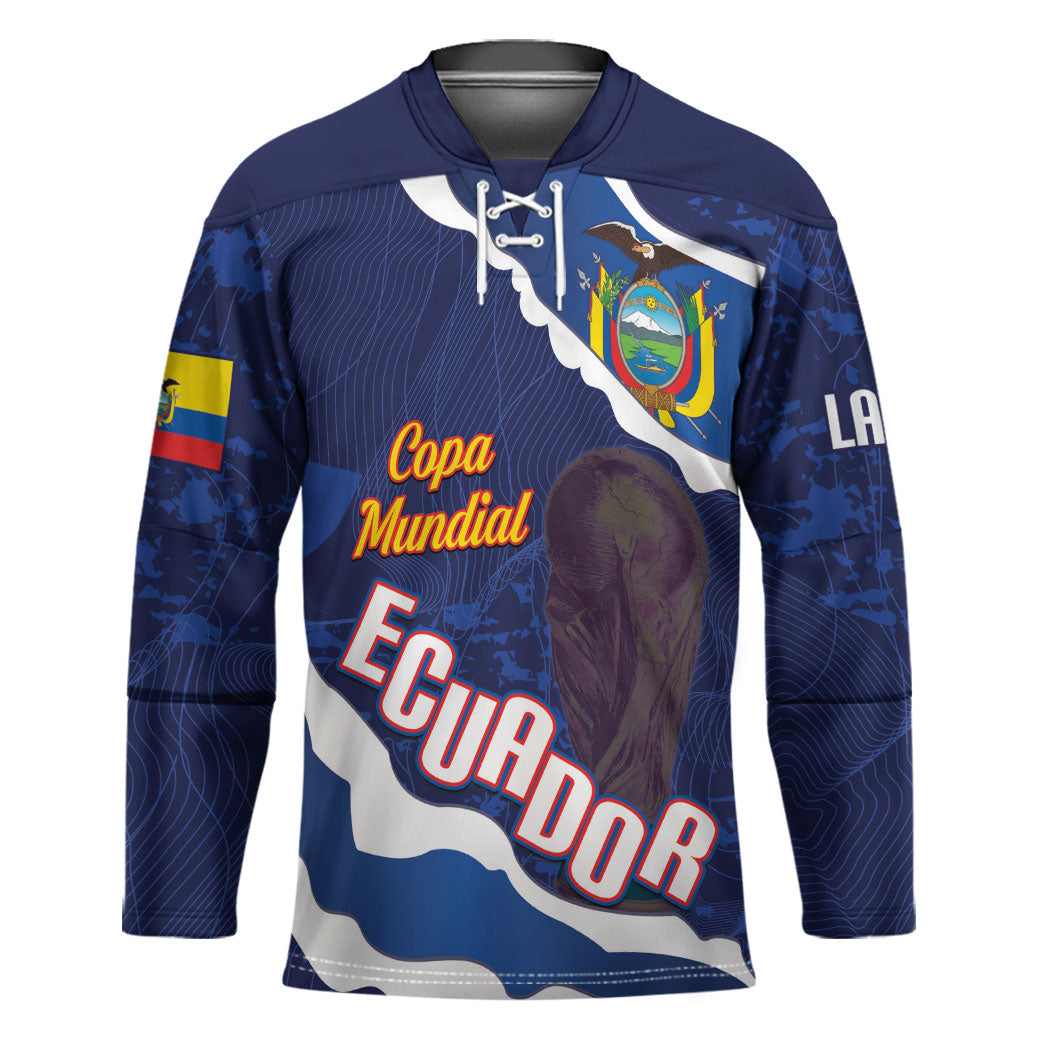 Custom Ecuador 2026 Football Hockey Jersey Come On La Tri Grunge Style