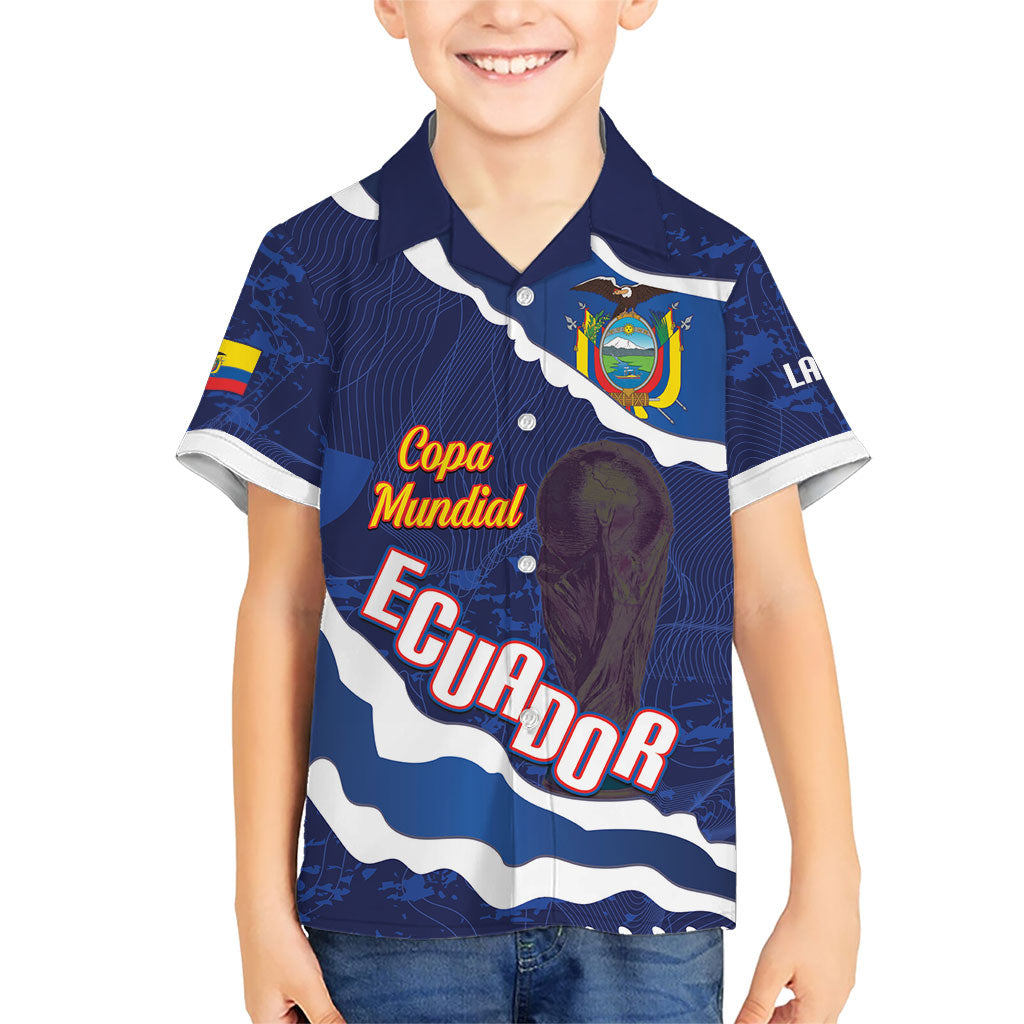 Custom Ecuador 2026 Football Kid Hawaiian Shirt Come On La Tri Grunge Style