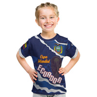 Custom Ecuador 2026 Football Kid T Shirt Come On La Tri Grunge Style