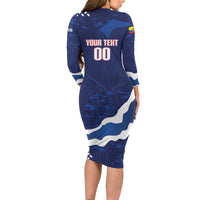 Custom Ecuador 2026 Football Long Sleeve Bodycon Dress Come On La Tri Grunge Style