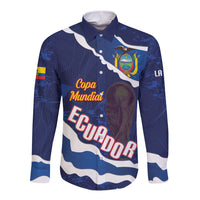 Custom Ecuador 2026 Football Long Sleeve Button Shirt Come On La Tri Grunge Style