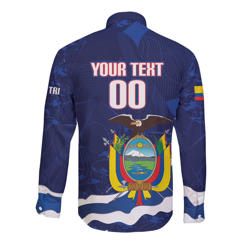 Custom Ecuador 2026 Football Long Sleeve Button Shirt Come On La Tri Grunge Style