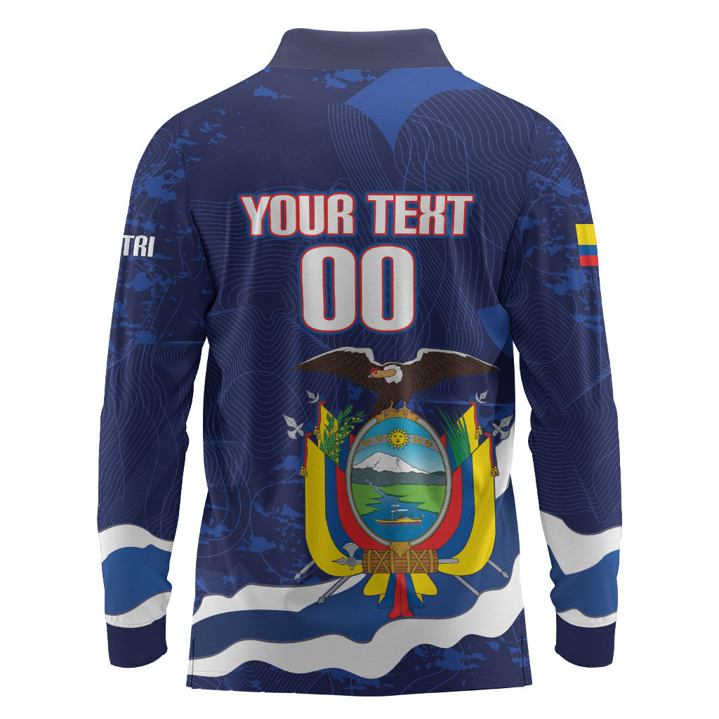 Custom Ecuador 2026 Football Long Sleeve Polo Shirt Come On La Tri Grunge Style