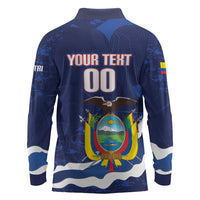Custom Ecuador 2026 Football Long Sleeve Polo Shirt Come On La Tri Grunge Style