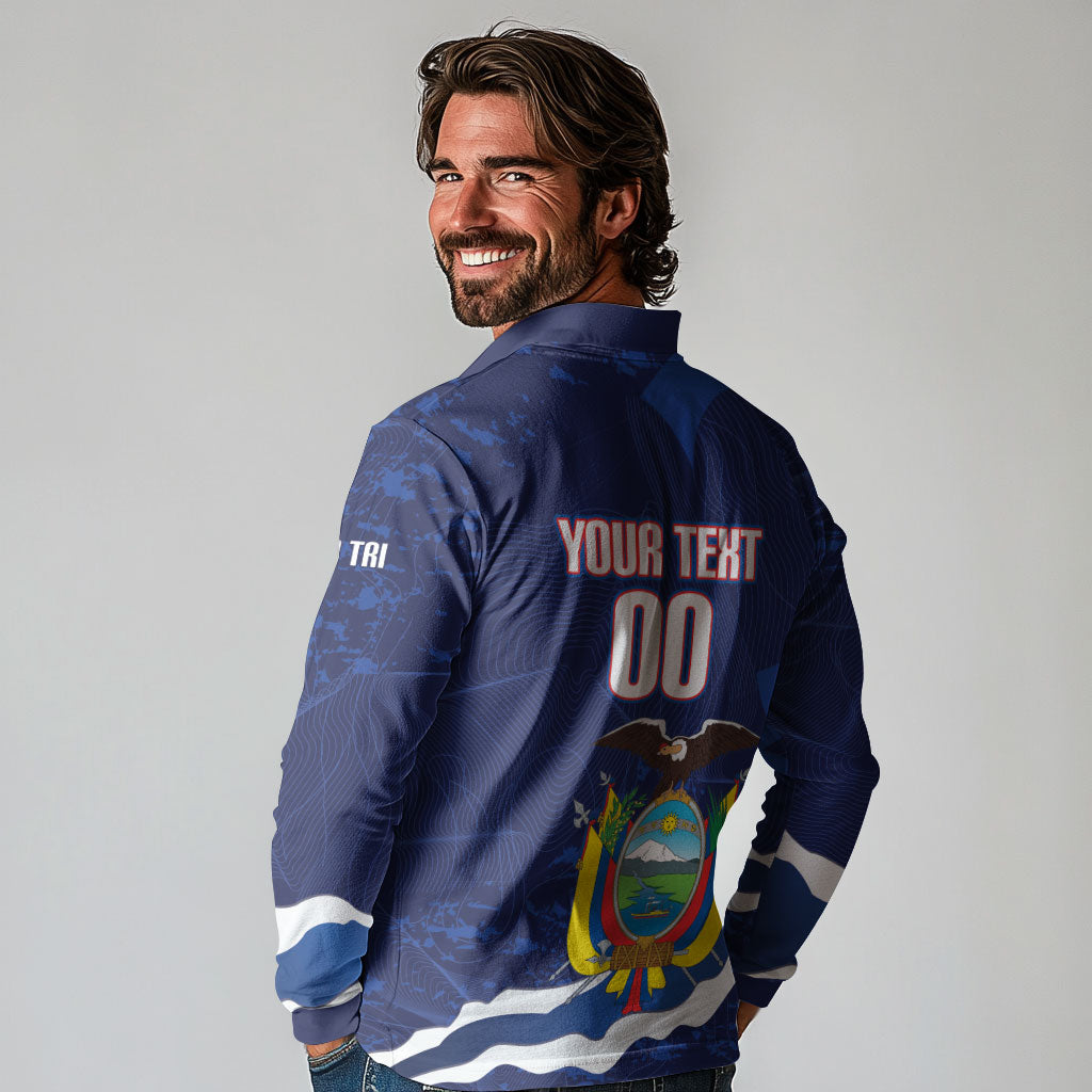 Custom Ecuador 2026 Football Long Sleeve Polo Shirt Come On La Tri Grunge Style