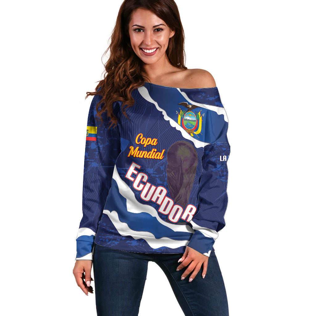 Custom Ecuador 2026 Football Off Shoulder Sweater Come On La Tri Grunge Style