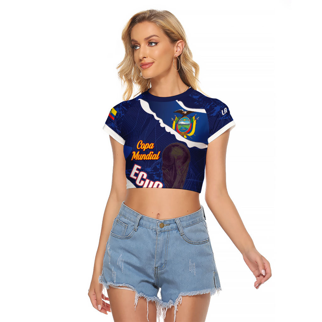 Custom Ecuador 2026 Football Raglan Cropped T Shirt Come On La Tri Grunge Style