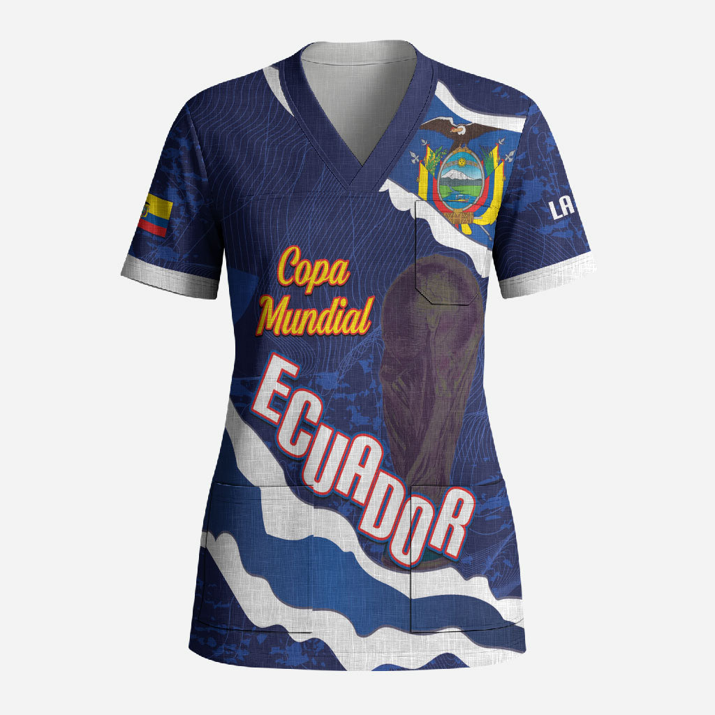 Custom Ecuador 2026 Football Scrub Top Come On La Tri Grunge Style