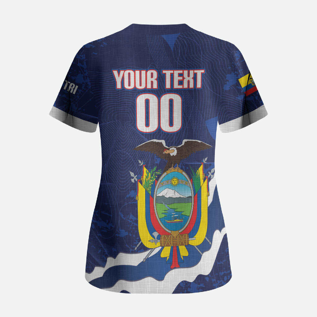 Custom Ecuador 2026 Football Scrub Top Come On La Tri Grunge Style