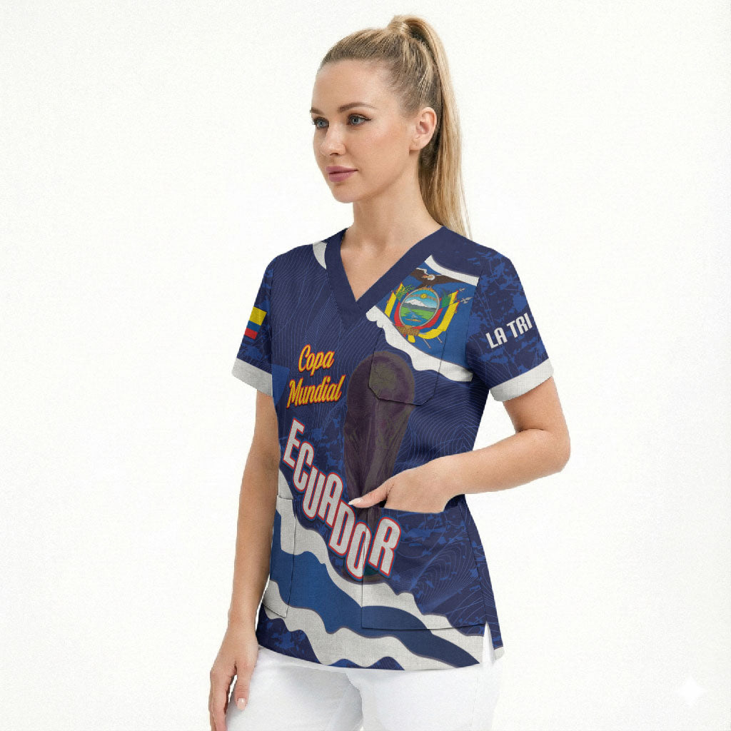 Custom Ecuador 2026 Football Scrub Top Come On La Tri Grunge Style