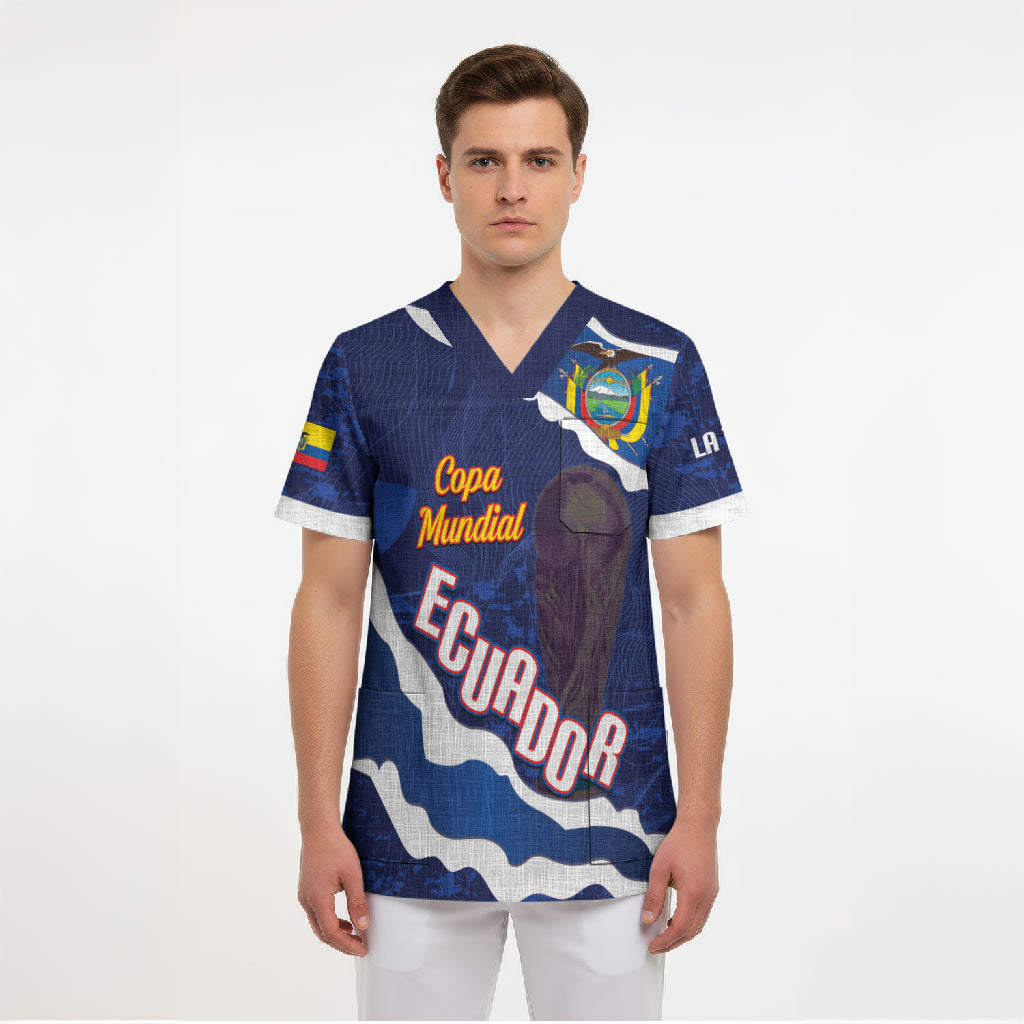 Custom Ecuador 2026 Football Scrub Top Come On La Tri Grunge Style
