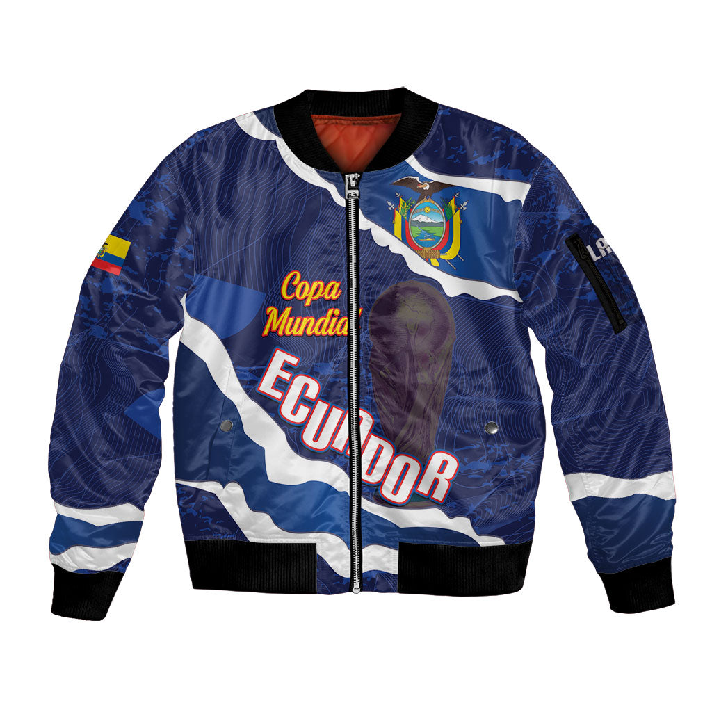 Custom Ecuador 2026 Football Sleeve Zip Bomber Jacket Come On La Tri Grunge Style