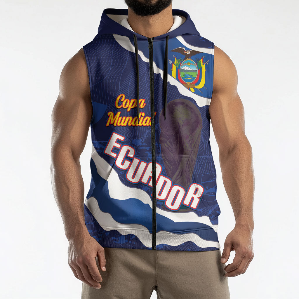 Custom Ecuador 2026 Football Sleeveless Zip Hoodie Come On La Tri Grunge Style