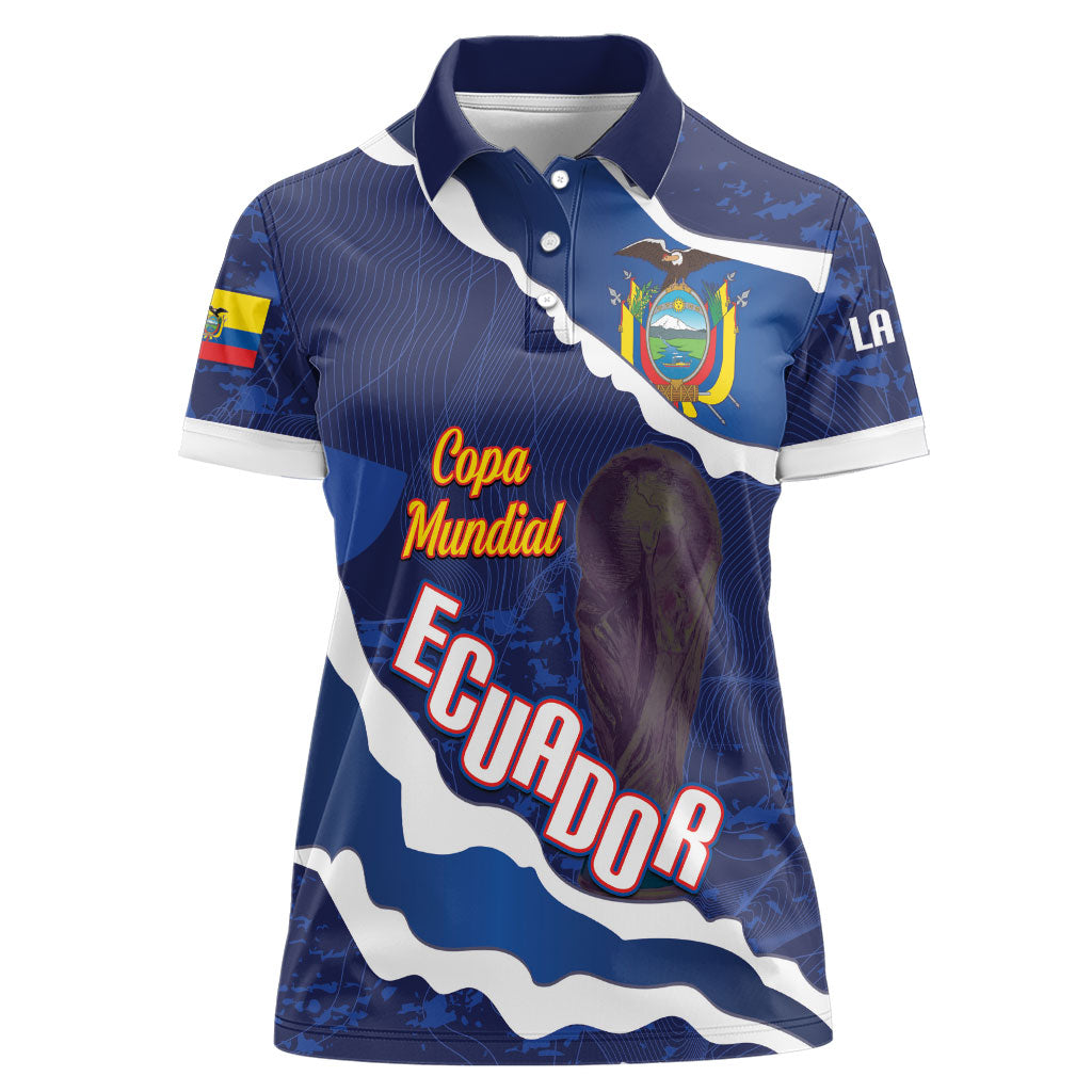 Custom Ecuador 2026 Football Women Polo Shirt Come On La Tri Grunge Style