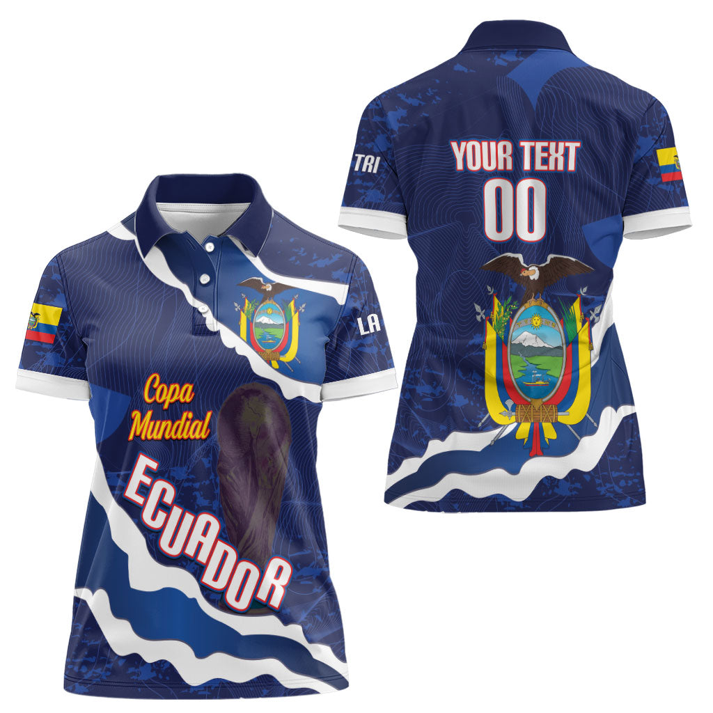 Custom Ecuador 2026 Football Women Polo Shirt Come On La Tri Grunge Style