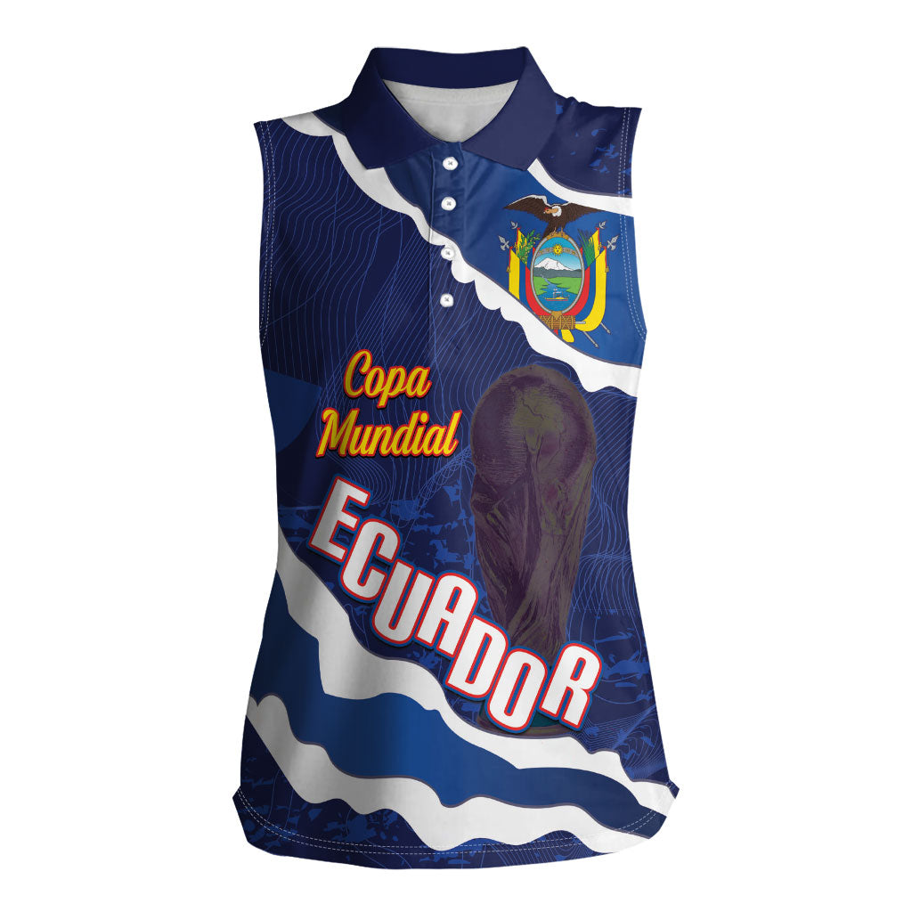 Custom Ecuador 2026 Football Women Sleeveless Polo Shirt Come On La Tri Grunge Style