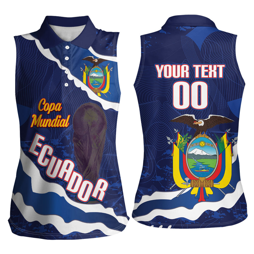Custom Ecuador 2026 Football Women Sleeveless Polo Shirt Come On La Tri Grunge Style