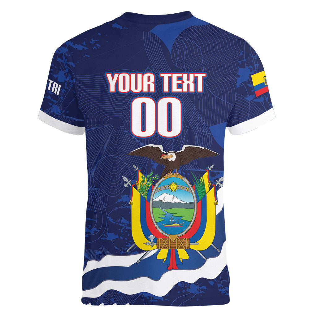 Custom Ecuador 2026 Football Women V-Neck T-Shirt Come On La Tri Grunge Style