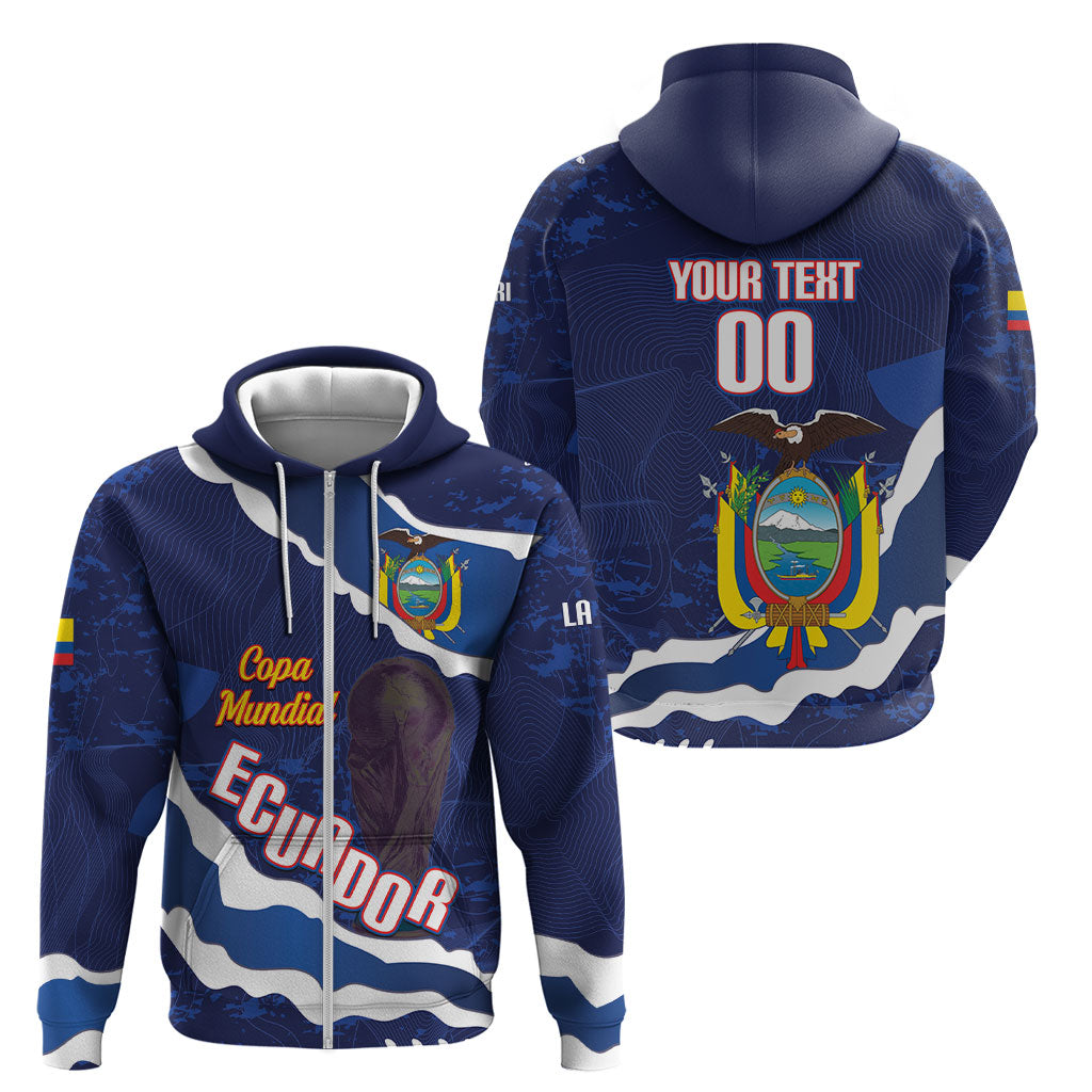 Custom Ecuador 2026 Football Zip Hoodie Come On La Tri Grunge Style
