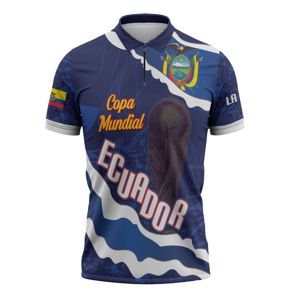 Custom Ecuador 2026 Football Zipper Polo Shirt Come On La Tri Grunge Style