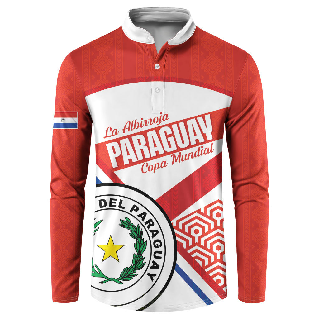 Custom Paraguay 2026 Football Button Sweatshirt Come On La Albirroja
