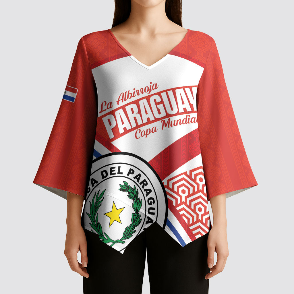 Custom Paraguay 2026 Football Kimono Sleeve Blouse Come On La Albirroja