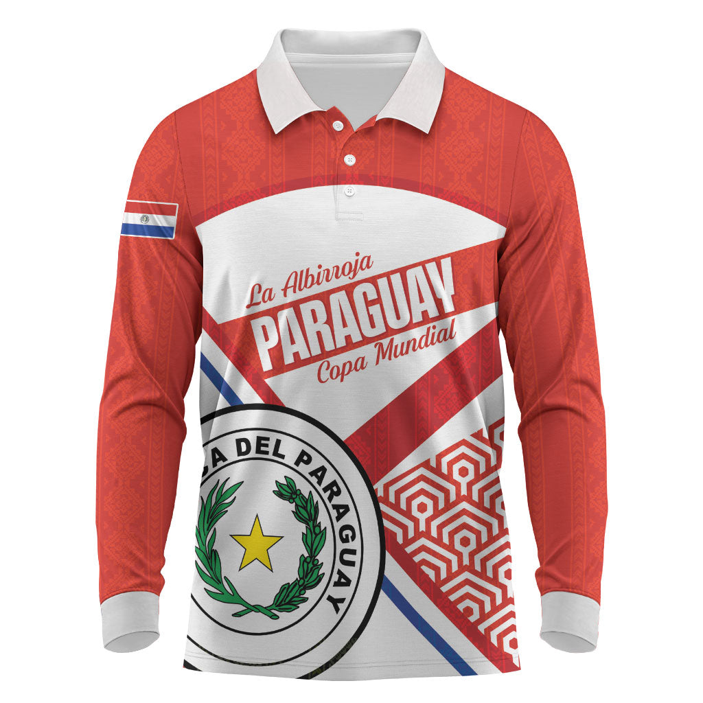 Custom Paraguay 2026 Football Long Sleeve Polo Shirt Come On La Albirroja