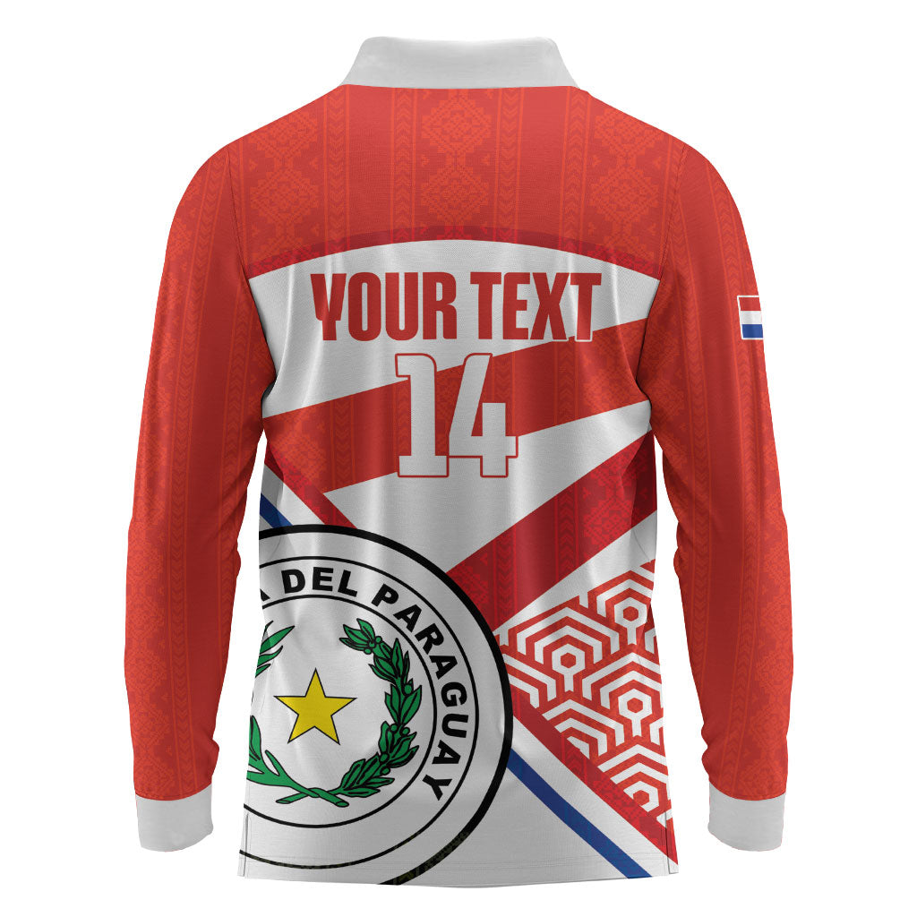 Custom Paraguay 2026 Football Long Sleeve Polo Shirt Come On La Albirroja