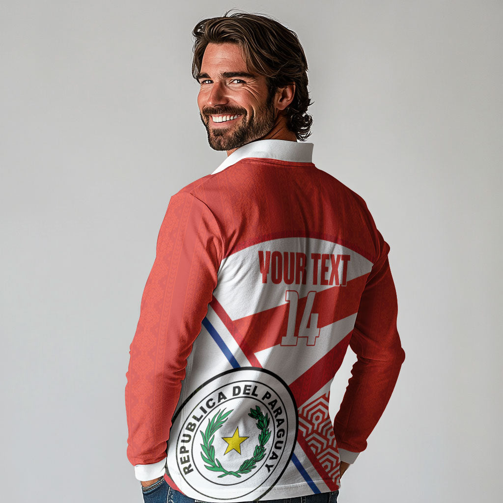 Custom Paraguay 2026 Football Long Sleeve Polo Shirt Come On La Albirroja