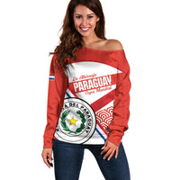 Custom Paraguay 2026 Football Off Shoulder Sweater Come On La Albirroja