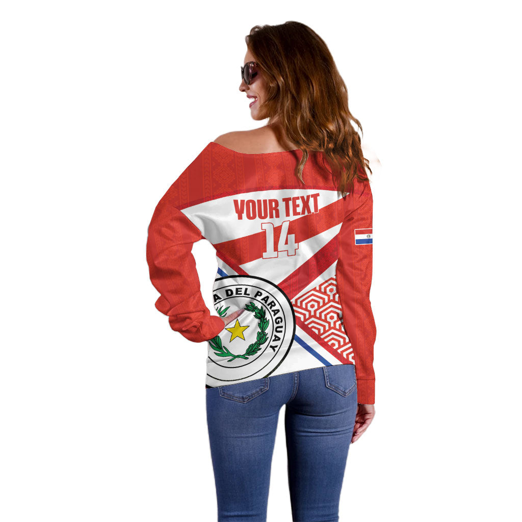 Custom Paraguay 2026 Football Off Shoulder Sweater Come On La Albirroja